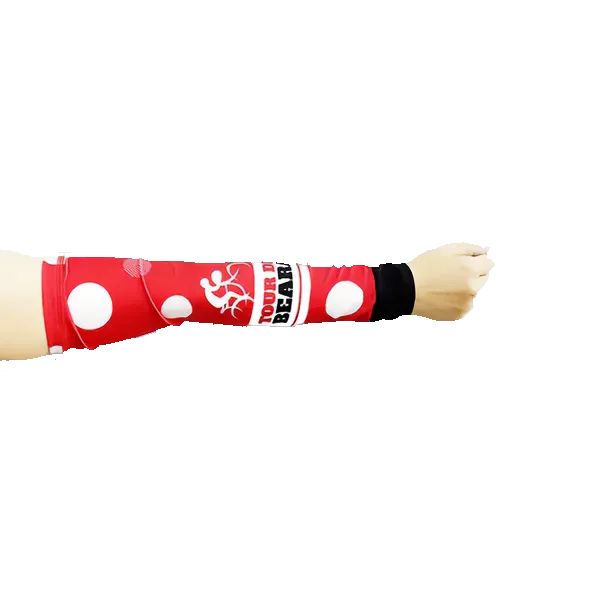Branded compression sleeve on an arm