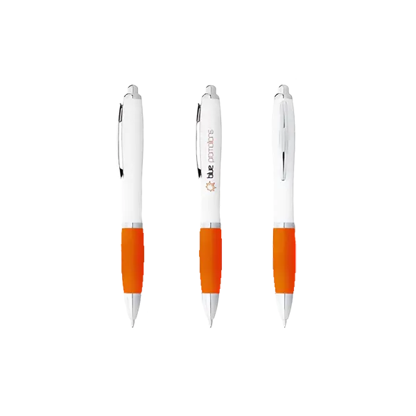 Orange and white branded Nash ballpoint pen