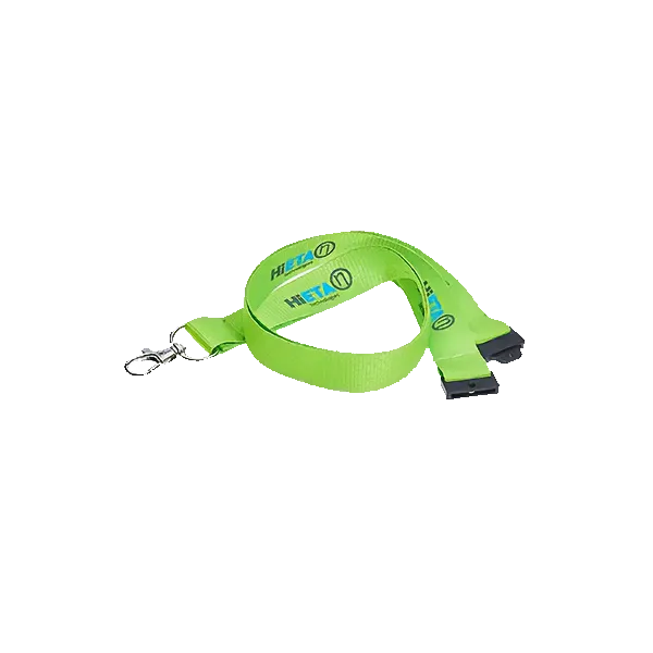 A green branded recycled lanyard