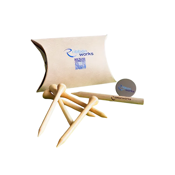 Branded golf accessories pack with tees, marker and pillow box