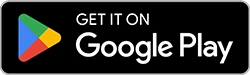 A black button with the Google Wordmark and the text, Get It On Google Play, in white
