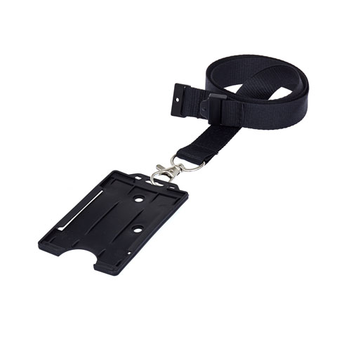 Black Portrait ID Card Holder On A Lanyard (Lanyard Not Included)