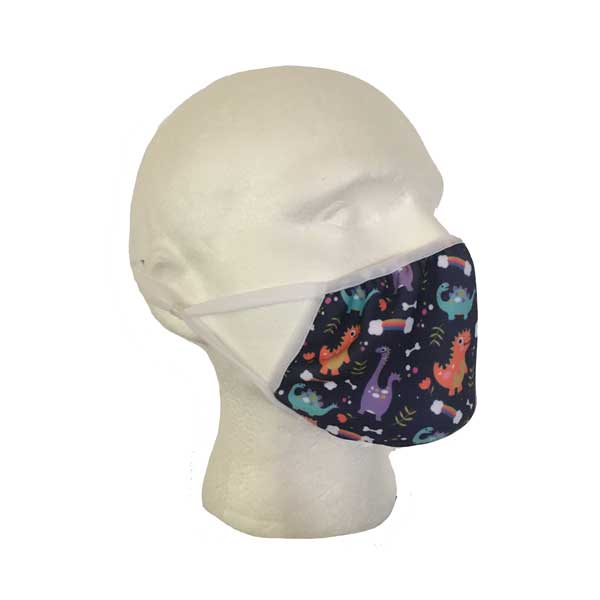Blue Dinosaur Cloth Face Mask - Side View