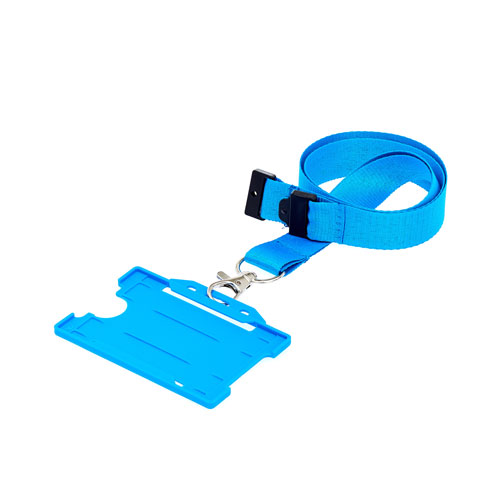 Cyan ID Card Holder with Lanyard (not included)