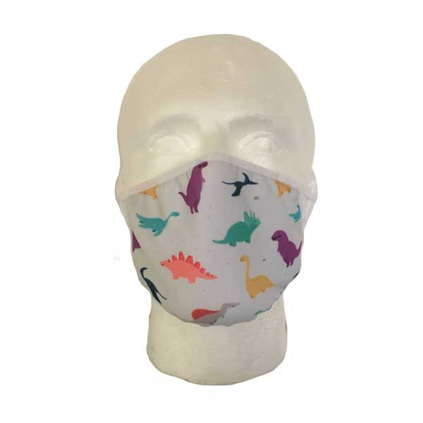 Green Dinosaur Cloth Face Mask - Front View