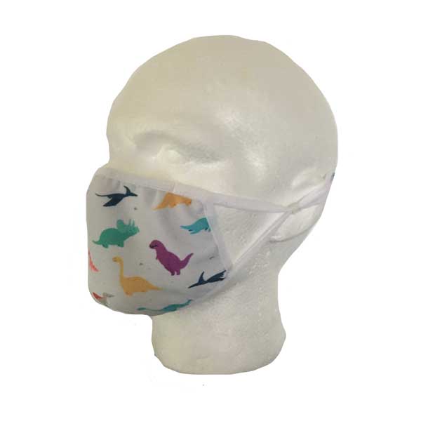 Green Dinosaur Cloth Face Mask - Side View