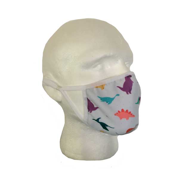 Green Dinosaur Cloth Face Mask - Side View