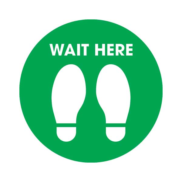 Green Wait Social Distancing Floor Sticker