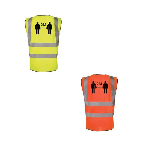 Social Distancing Hi Vis Vests Social Distancing Hi Vis Vests - Yellow & Orange Vests With Black Print