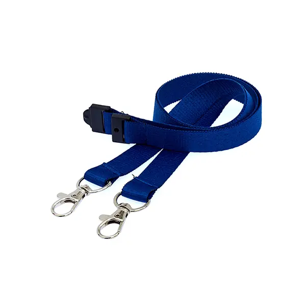 Plain Double Clip Lanyard (1.5cm Flat) Navy Blue Plain Double Clip Lanyard (1.5cm Flat)