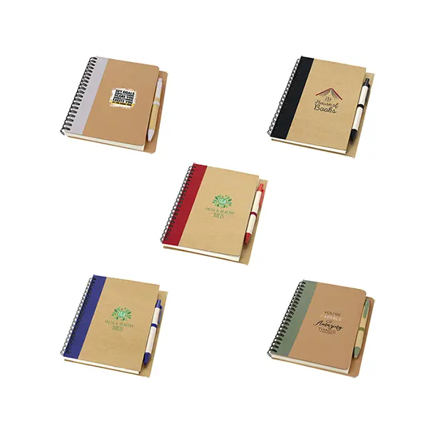 Priestly Recycled Notebook With Pen Black, Blue, Green, Lilac & Red Priestly Recycled Notebooks With Pens