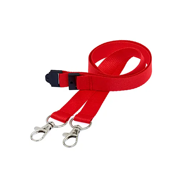 Plain Double Clip Lanyard (1.5cm Flat) Red Plain Double Clip Lanyard (1.5cm Flat)