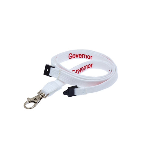 White Governor Lanyard - Red Text