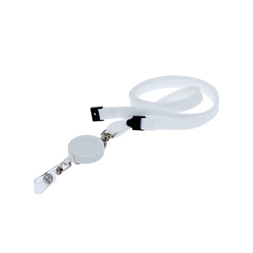 White Retractable Ski Reel/Badge Reel On A Lanyard (Not Included)