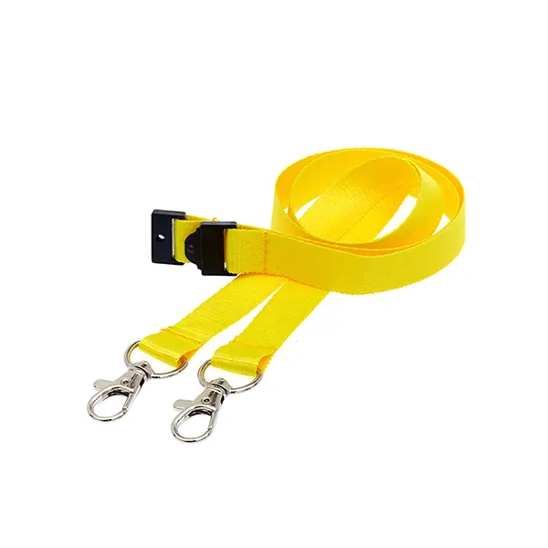 Plain Double Clip Lanyard (1.5cm Flat) Yellow Plain Double Clip Lanyard (1.5cm Flat)